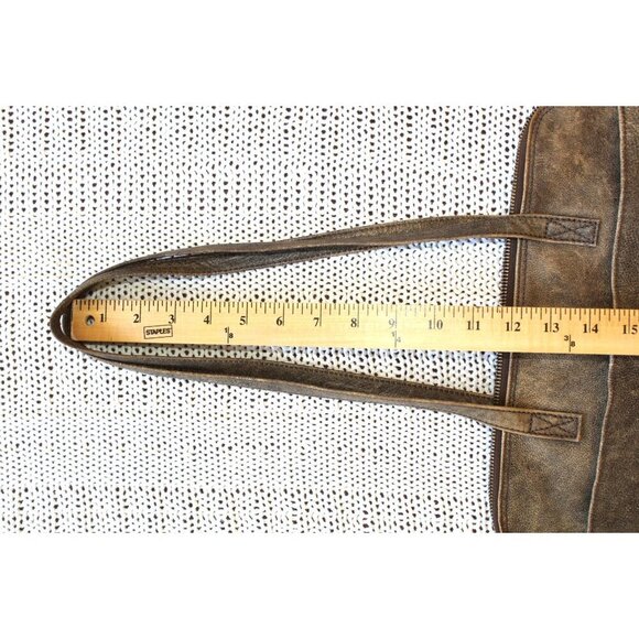 LATICO Distressed Leather Purse Messenger Laptop Bag Boho western Brown USA - Picture 5 of 8